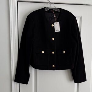 Quince Elegant Black Jacket with Gold Accents